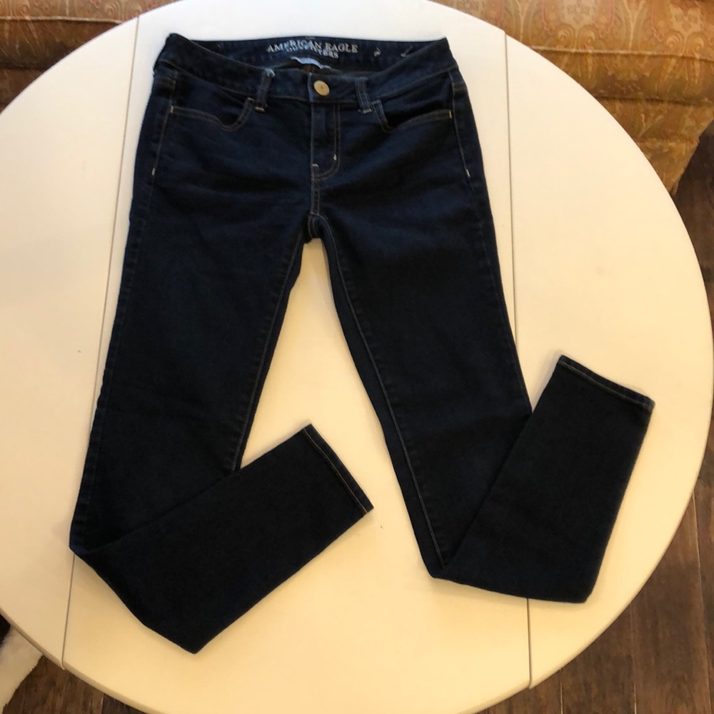 American Eagle Super Stretch Jegging Dk Blue Sz 2